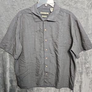 Batik Bay Mens XL Hawaiian Button Short Sleeve Shirt Gray